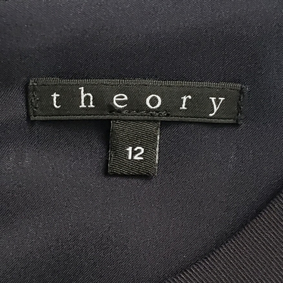 Theory Eliora Shift Dress in Maritime Navy Blue Madera Crepe Short Sleeve 12 - Picture 11 of 13